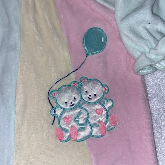 Vintage cradle togs velour pastel clown inspired teddy bear bubble jumpsuit 6/9m - Picture 2 of 6